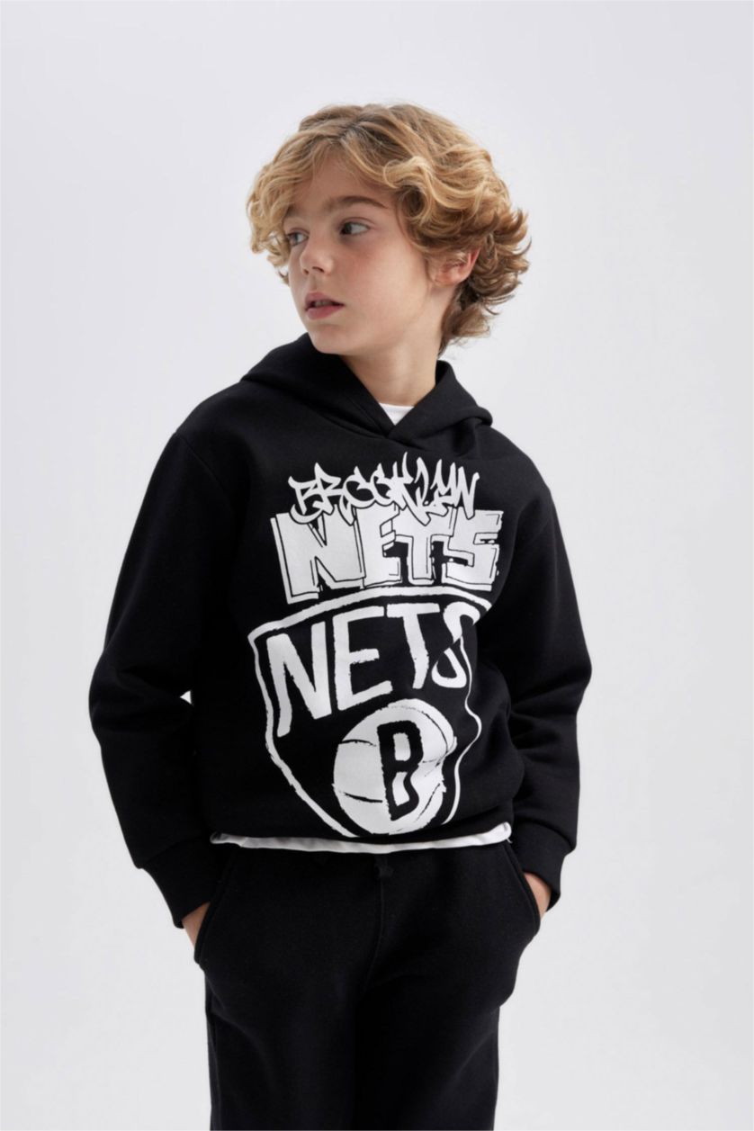 أولادي أسود سويت شيرت اولادي قصة عادية من NBA