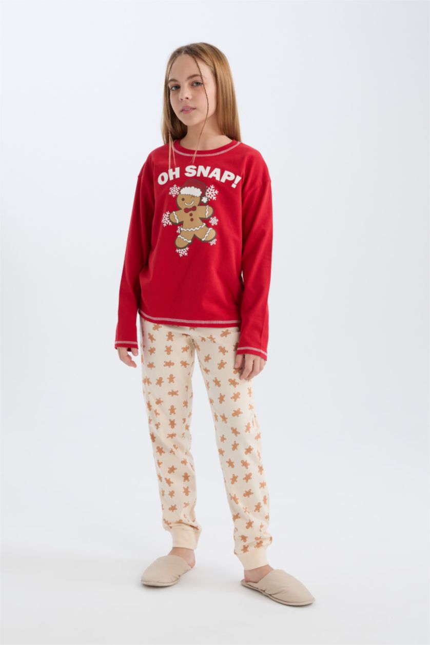 FILLES Rouge Ensemble Pyjama de Noël Top à col rond et manches longues et Pantalon pour Fille
