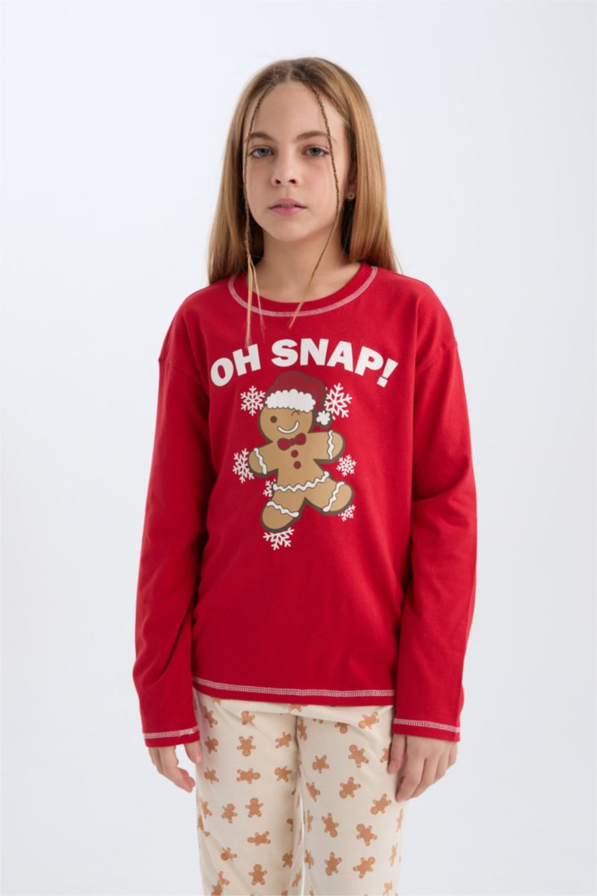 FILLES Rouge Ensemble Pyjama de Noël Top à col rond et manches longues et Pantalon pour Fille