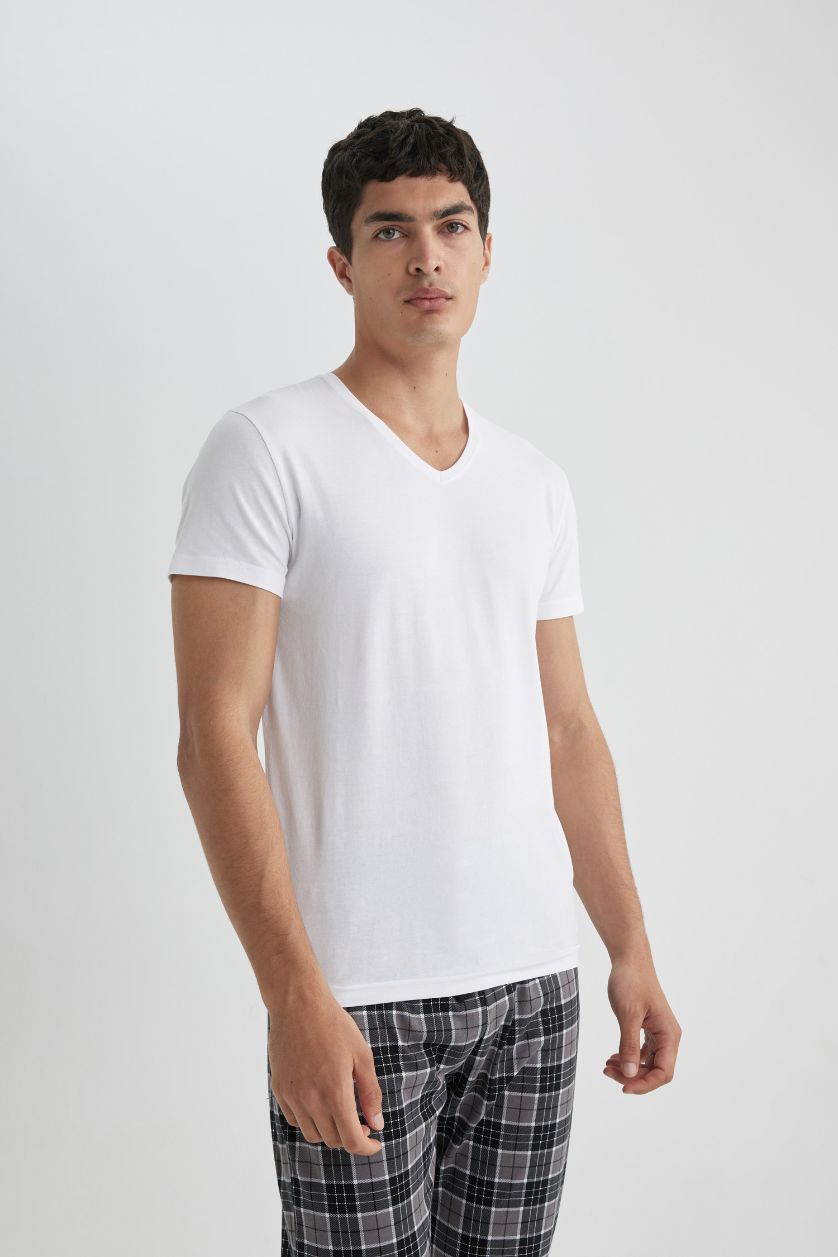 MAN White Slim Fit V-Neck Top