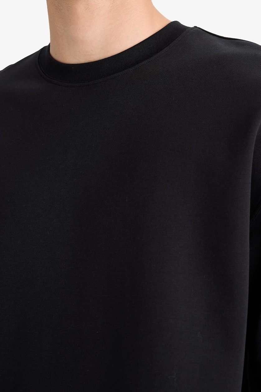 Erkek Siyah Loose Fit Kısa Kollu Basic Tişört