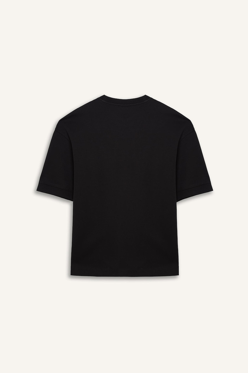 Erkek Siyah Loose Fit Kısa Kollu Basic Tişört