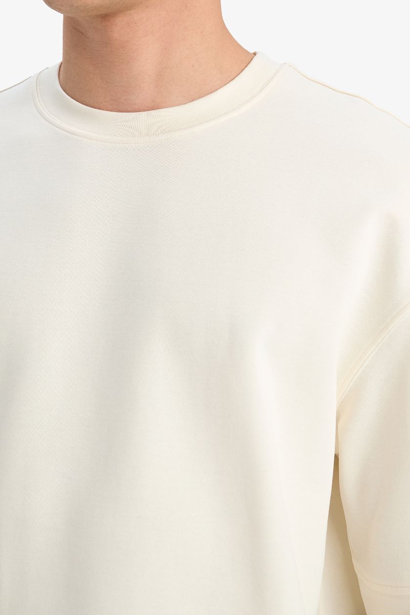 Erkek Ekru Nefes Alabilen Kumaş Tişört