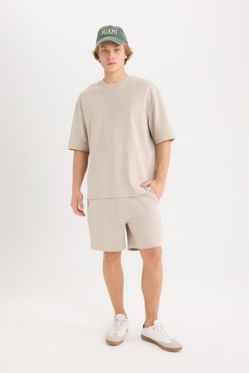 Man Sand Loose Fit Crew Neck Heavy Fabric Basic T-Shirt