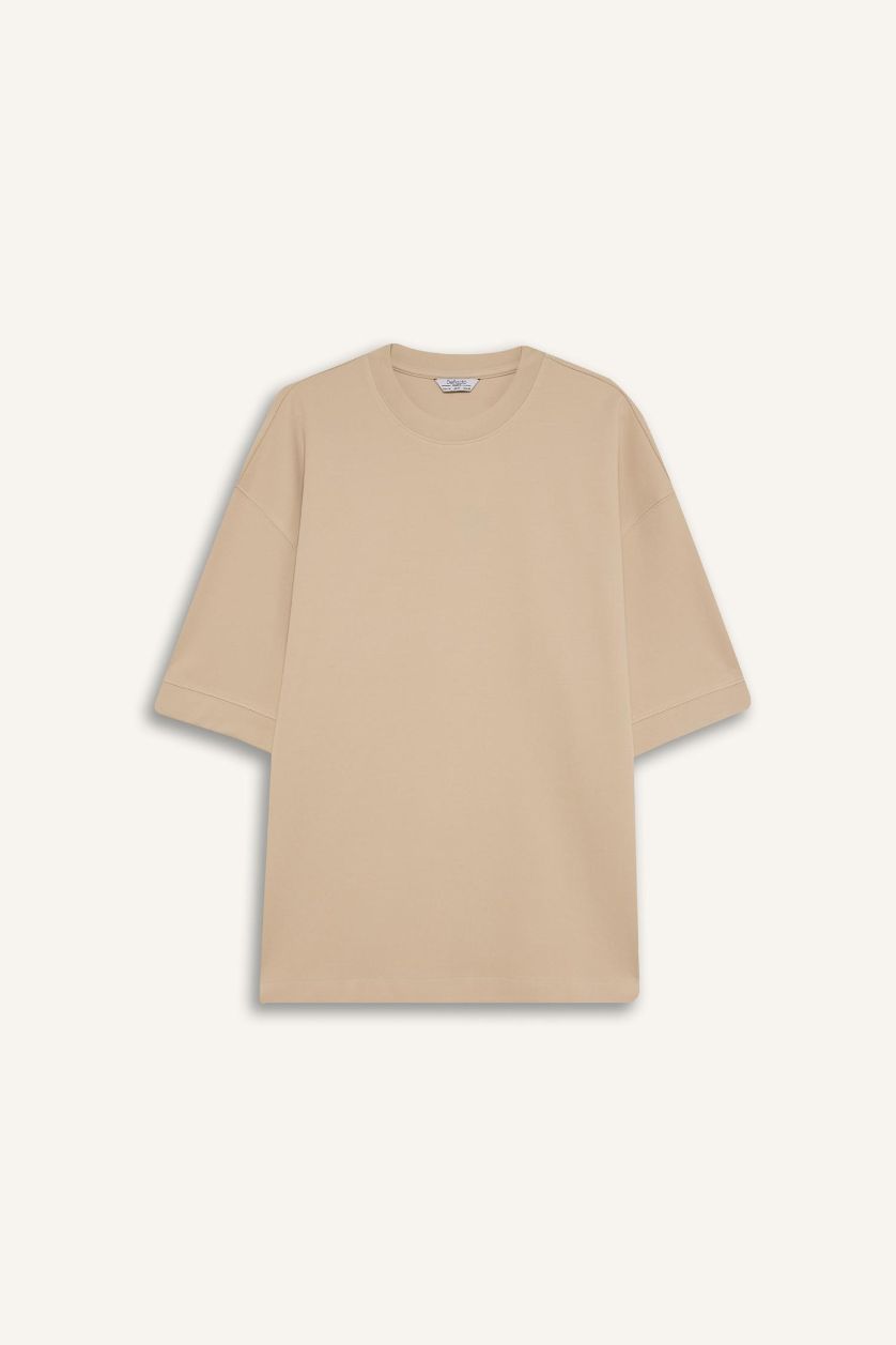 Erkek Bej Nefes Alabilen Kumaş Tişört