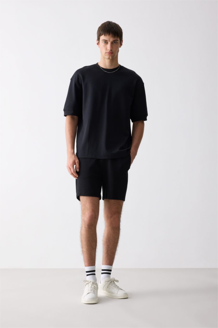 Men Black Loose Fit Short Sleeve T-Shirt