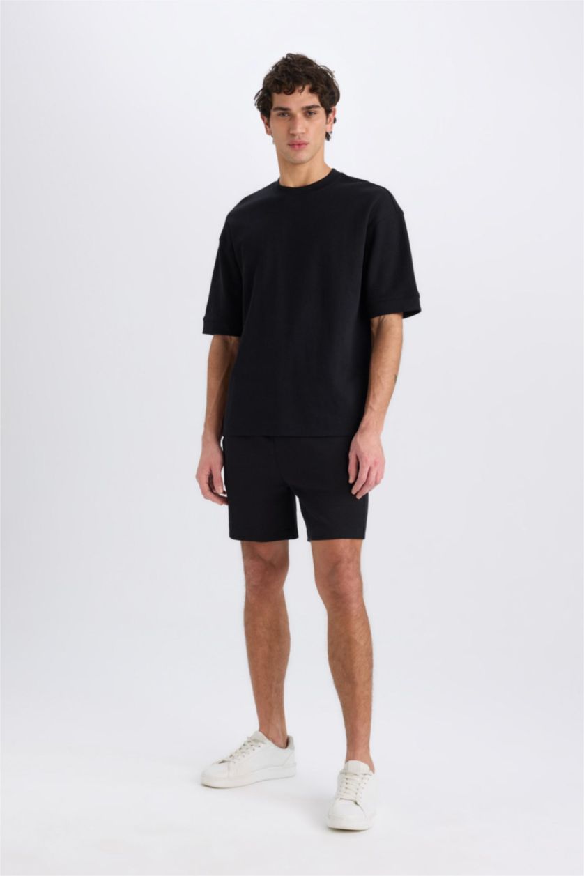 Men Black Loose Fit Short Sleeve T-Shirt