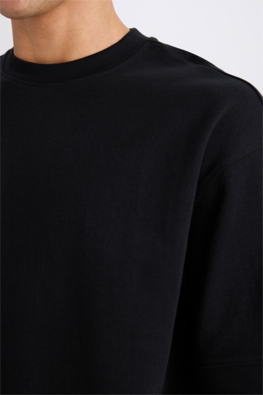 Men Black Loose Fit Short Sleeve T-Shirt