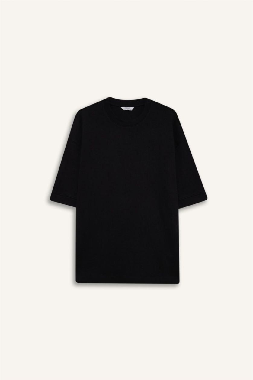 Men Black Loose Fit Short Sleeve T-Shirt