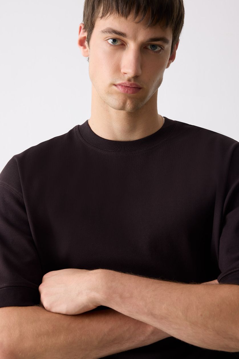 Erkek Kahve Nefes Alabilen Kumaş Tişört