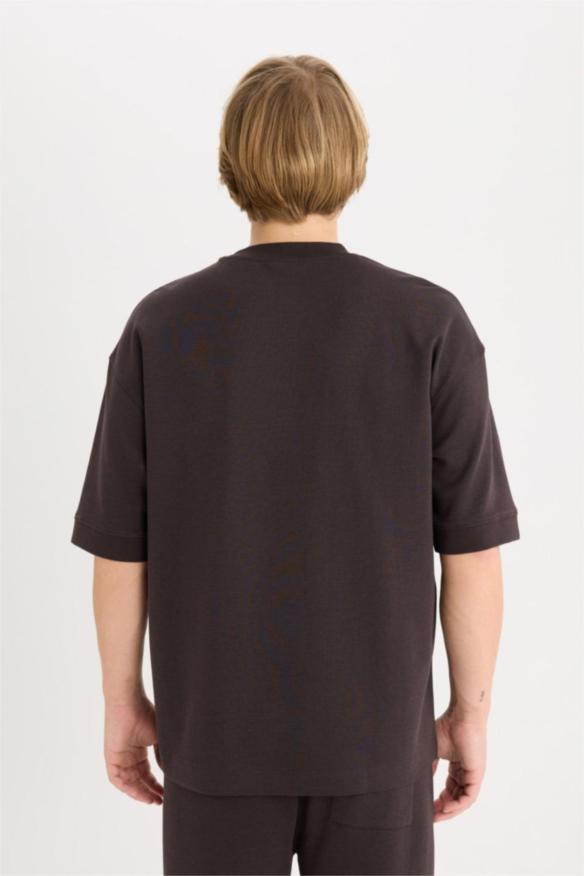 Erkek Kahve Nefes Alabilen Kumaş Tişört