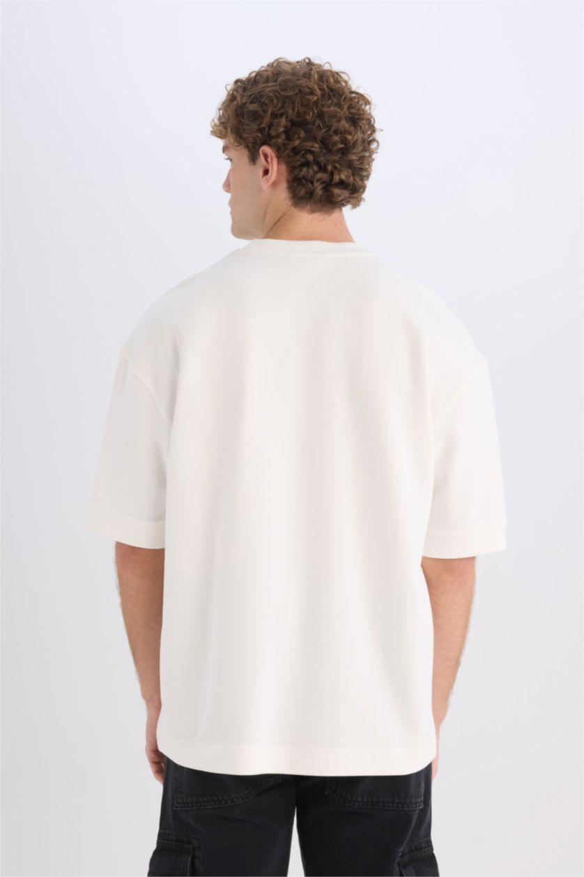 Erkek Ekru Nefes Alabilen Kumaş Tişört