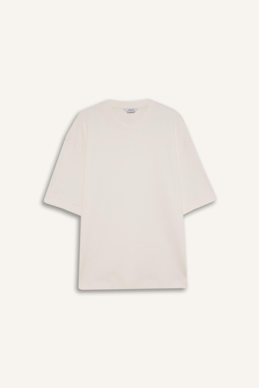 Erkek Ekru Nefes Alabilen Kumaş Tişört