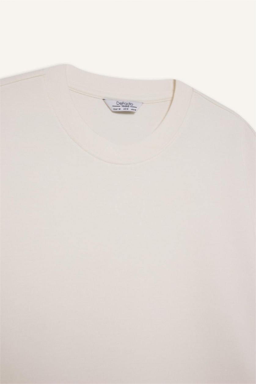 Erkek Ekru Nefes Alabilen Kumaş Tişört