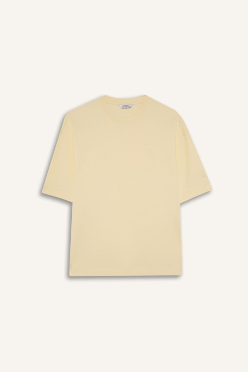 Erkek Açık Sarı Nefes Alabilen Kumaş Tişört