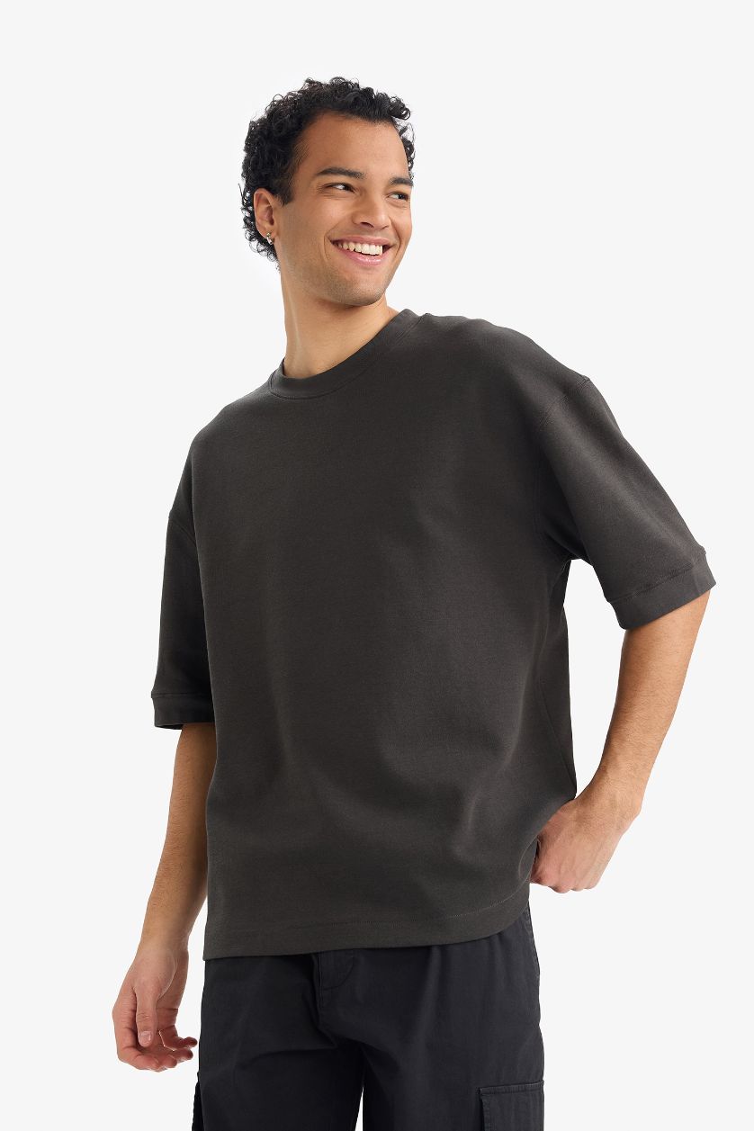 HOMME Anthracite T-shirt à col rond et manches courtes Coupe ample