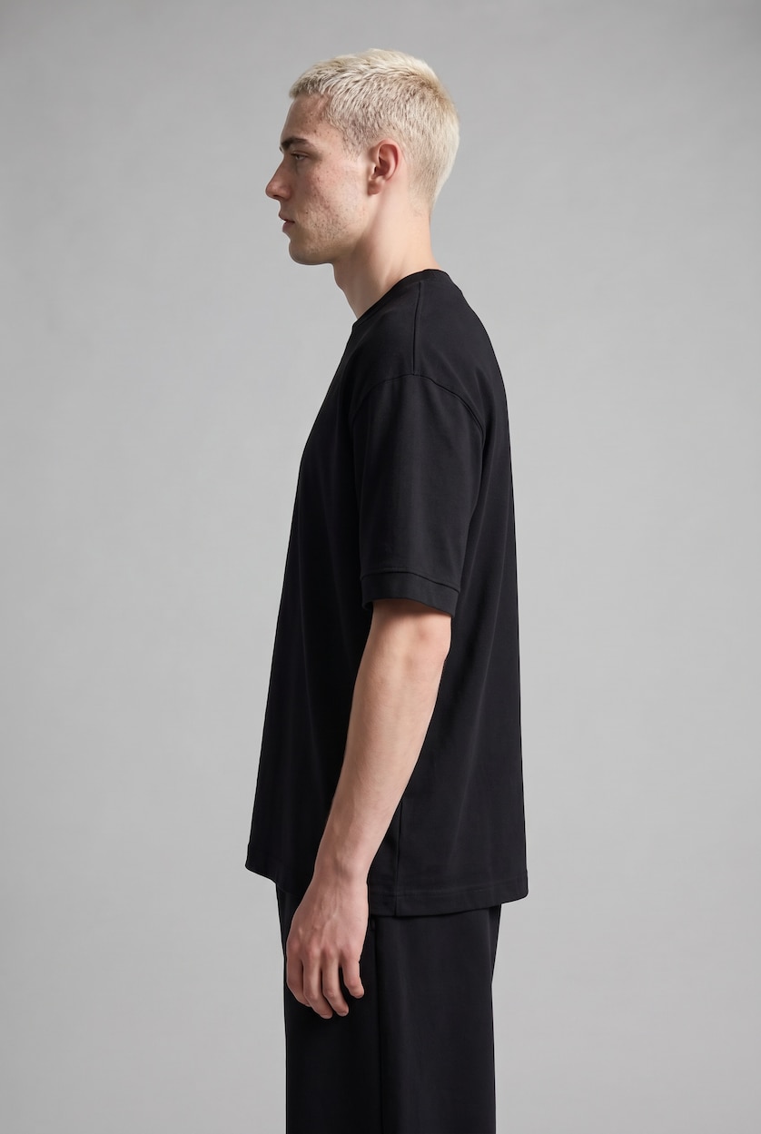 Erkek Siyah Nefes Alabilir Loose Fit Kısa Kollu Basic Tişört