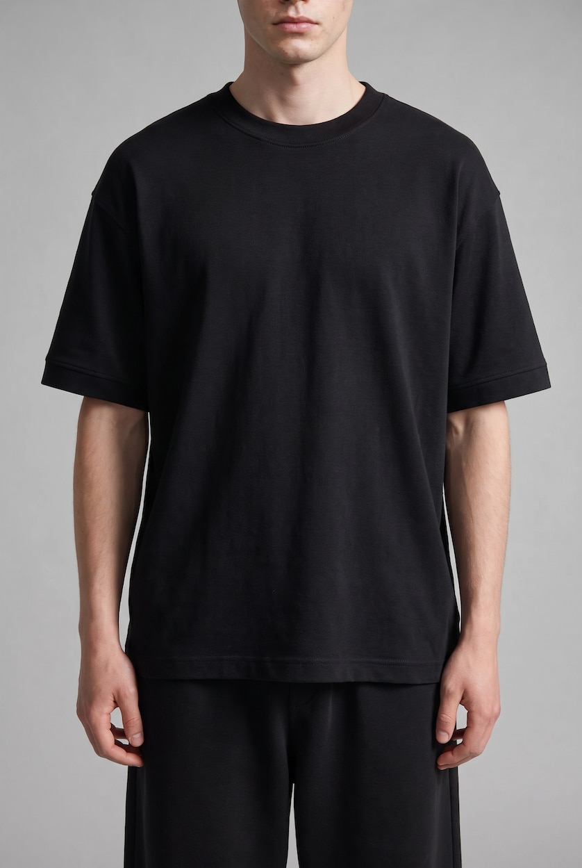 Erkek Siyah Nefes Alabilir Loose Fit Kısa Kollu Basic Tişört