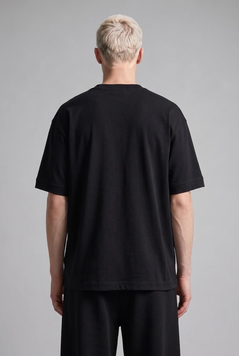Erkek Siyah Nefes Alabilir Loose Fit Kısa Kollu Basic Tişört