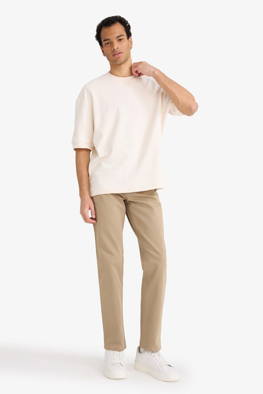 MAN Ecru Loose Fit Crew Neck Short Sleeve T-Shirt