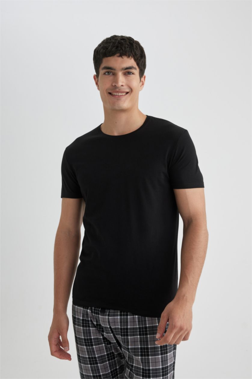 رجال أسود بلوزة سليم فيت برقبة مستديرة