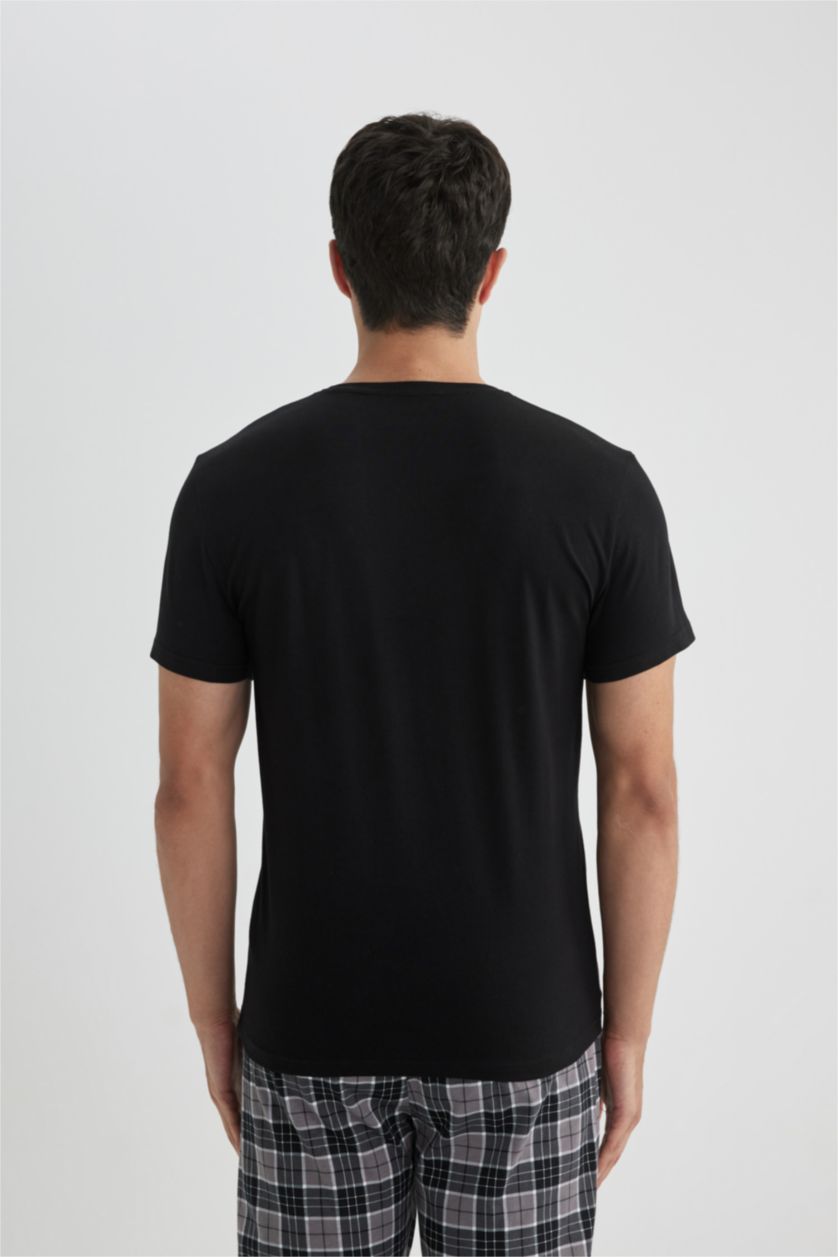 رجال أسود بلوزة سليم فيت برقبة مستديرة