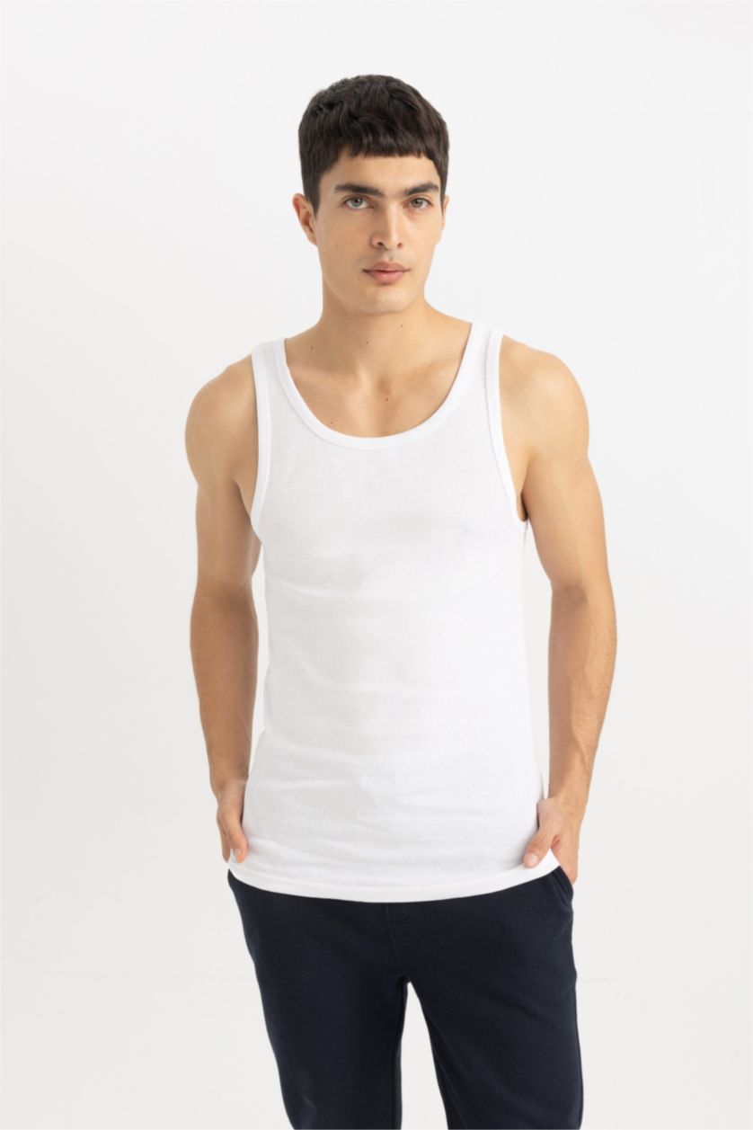 HOMME Blanc Débardeur en Ribbana Slim