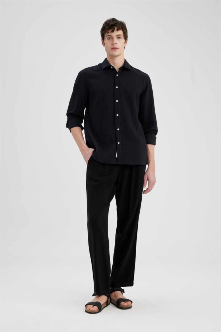 MAN Black Regular Fit Trousers