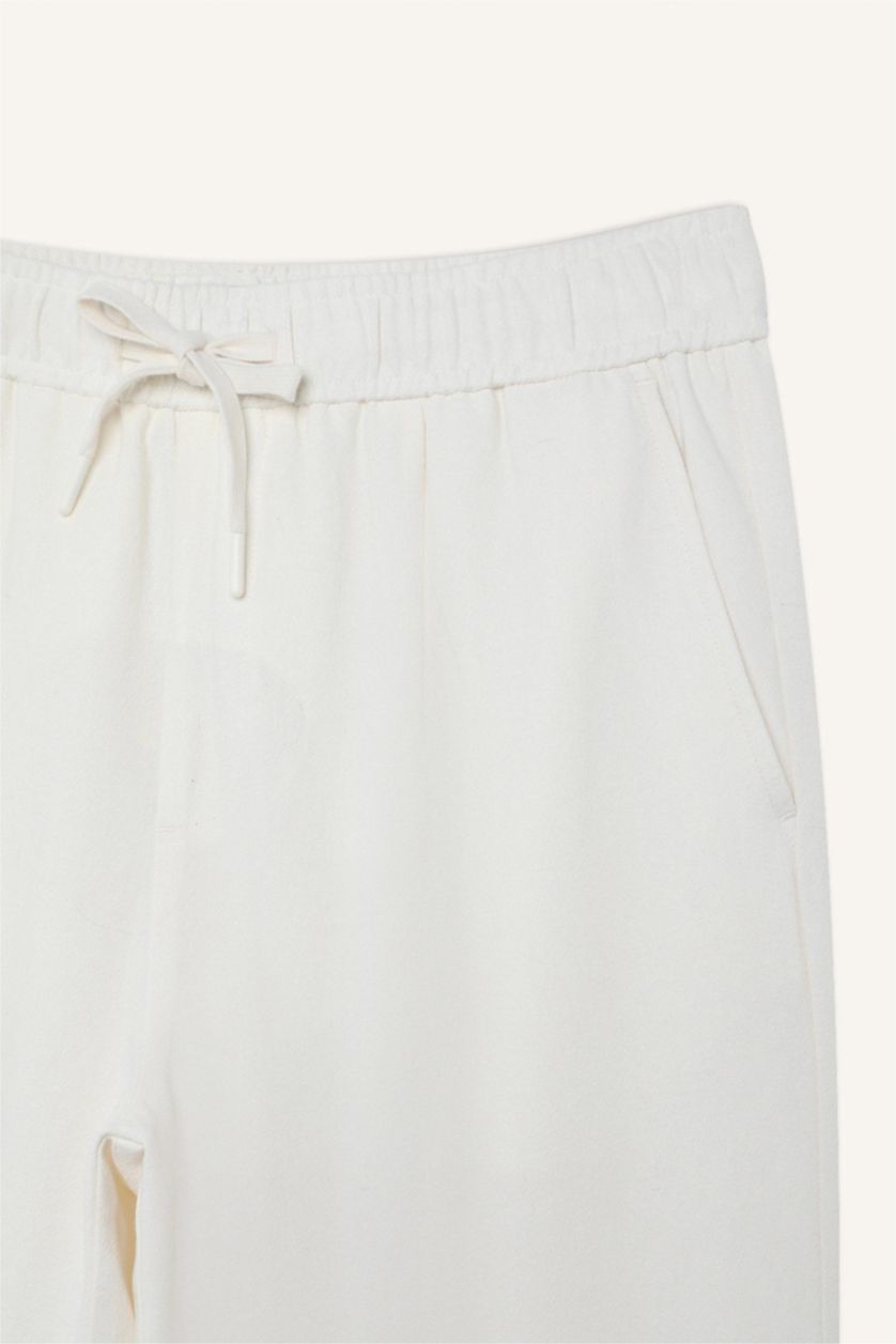 Erkek Kum Yazlık Viskon Jogger Pantolon Regular Fit Normal Kesim Keten Karışımlı Düz Paça Cepli