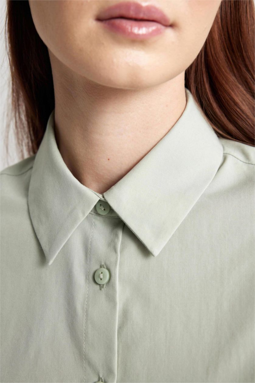 WOMAN Mint Regular Fit Shirt Collar Poplin Long Sleeve Tunic