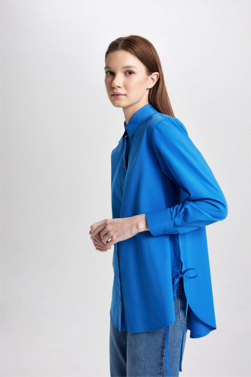 WOMAN Blue Relax Fit Poplin Long Sleeve Tunic