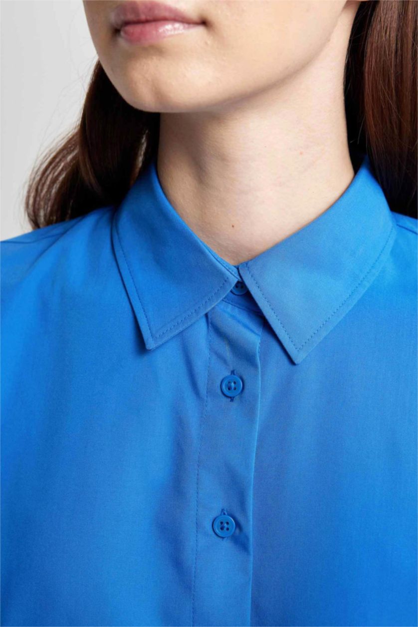 WOMAN Blue Relax Fit Poplin Long Sleeve Tunic