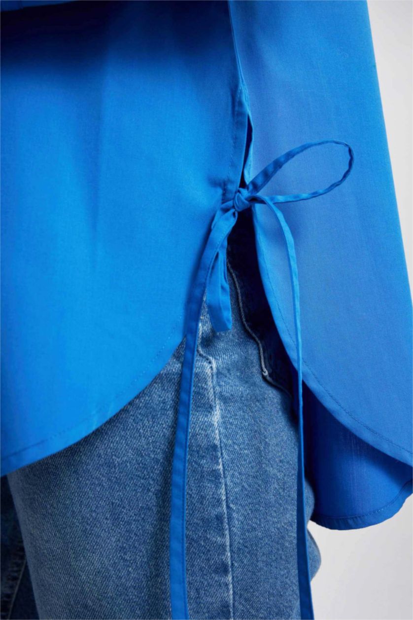 WOMAN Blue Relax Fit Poplin Long Sleeve Tunic