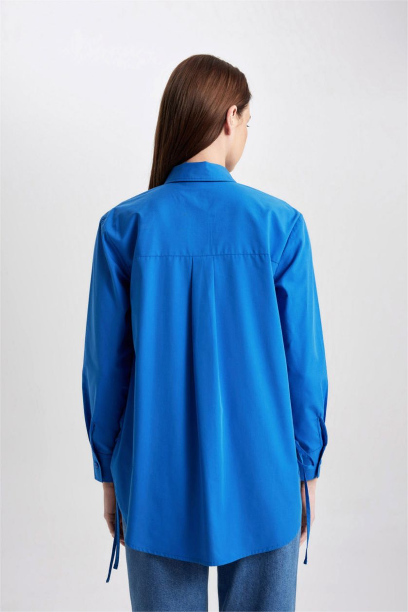 WOMAN Blue Relax Fit Poplin Long Sleeve Tunic