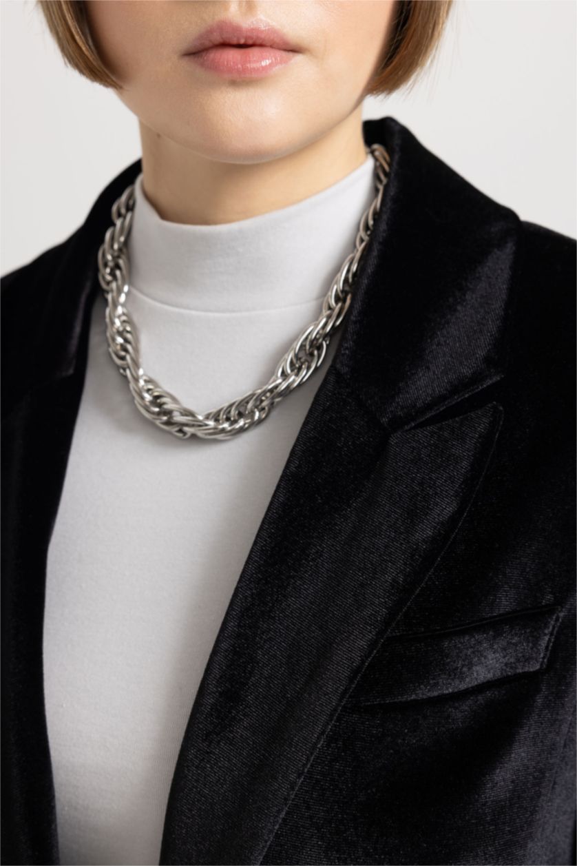 WOMAN Black Oversize Fit Velvet Blazer