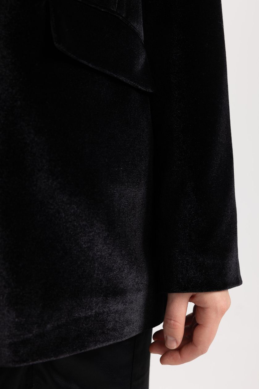 WOMAN Black Oversize Fit Velvet Blazer