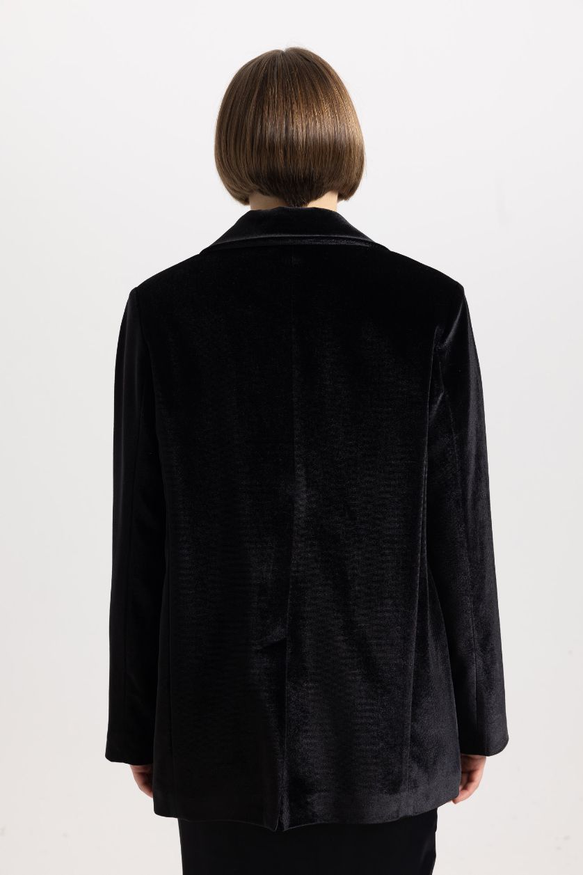 WOMAN Black Oversize Fit Velvet Blazer