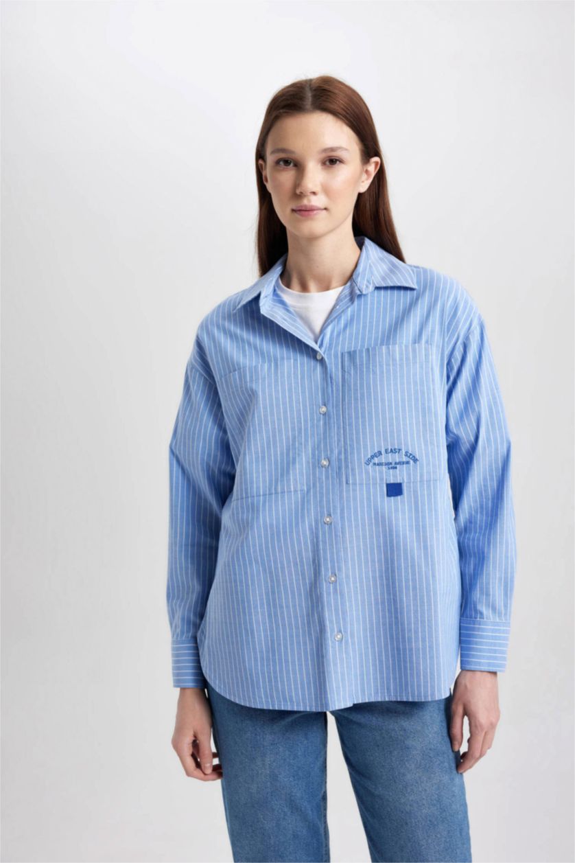 WOMAN Blue Relax Fit Long Sleeve Tunic