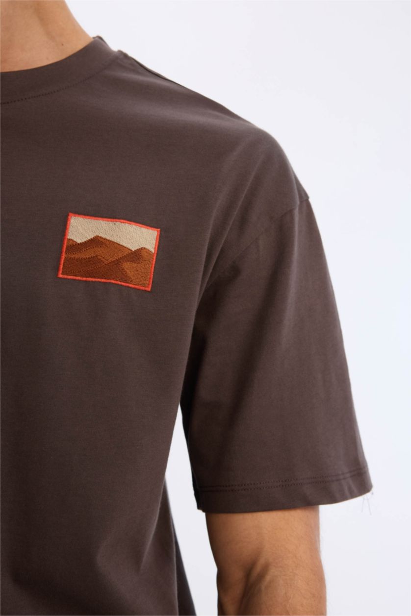 رجال بنفسجي تي شيرت اوفر سايز نص ردن ياخة مستديرة