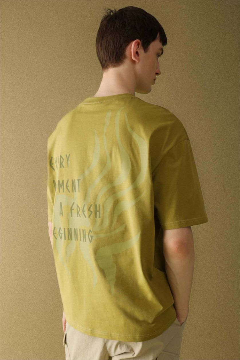 Erkek Haki Oversıze Kısa Kollu Tişört