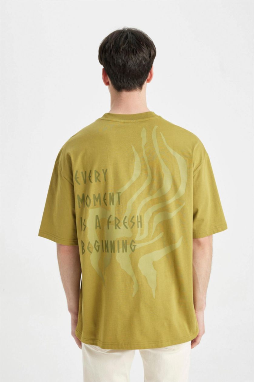 Erkek Haki Oversıze Kısa Kollu Tişört