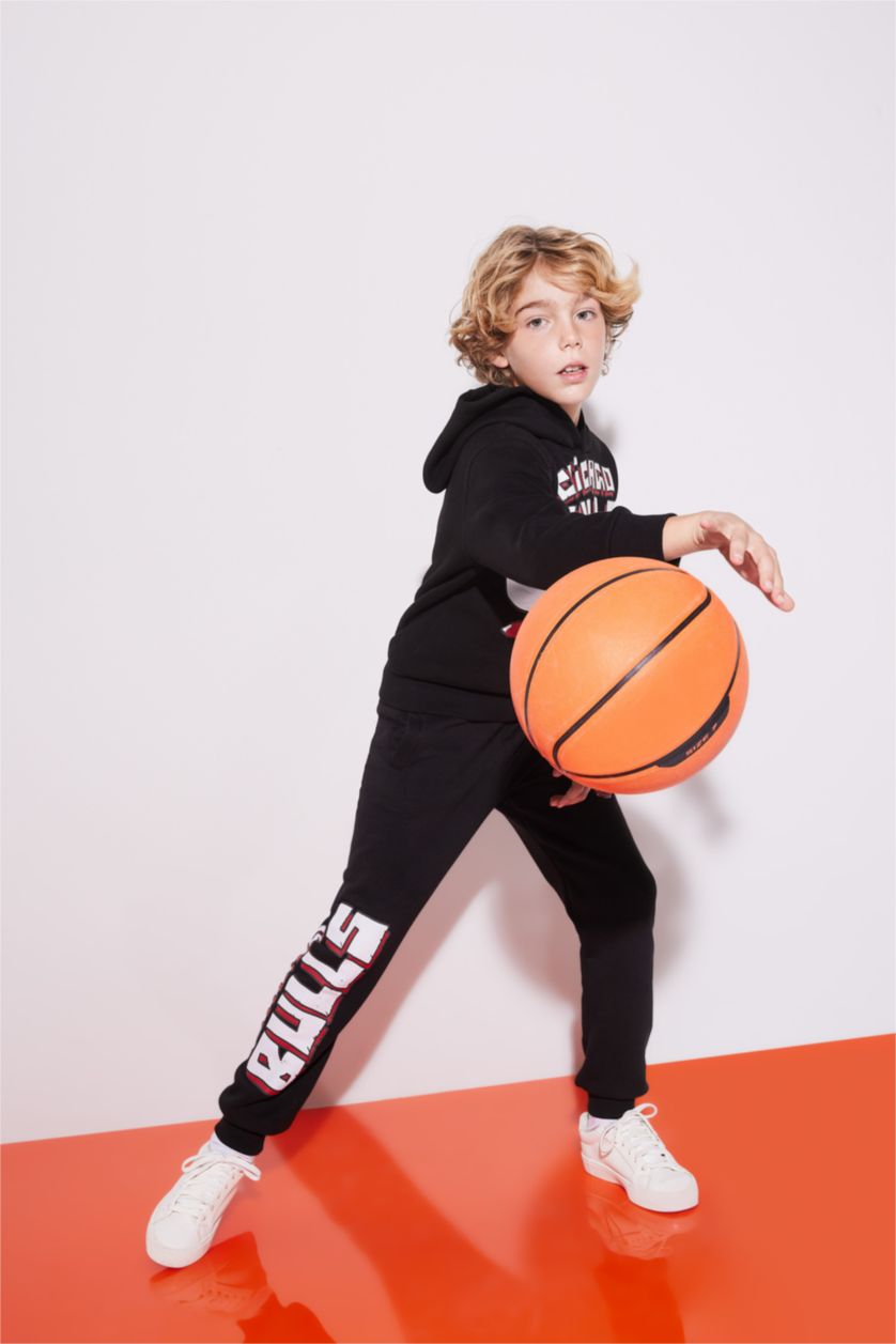 BOYS & TEENS Black بنطلون قماش سميك قصة عادية