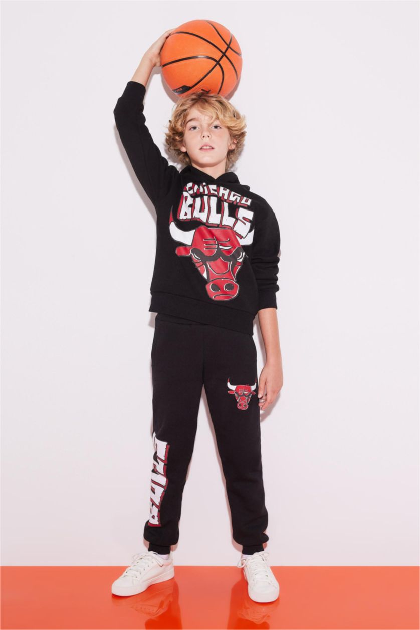 BOYS & TEENS Black بنطلون قماش سميك قصة عادية