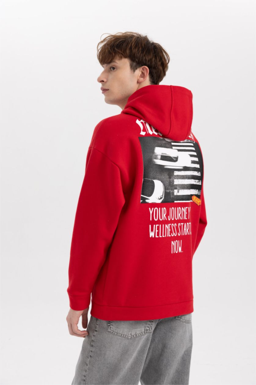MAN Red Oversize Fit Printed Long Sleeve Sweatshirt
