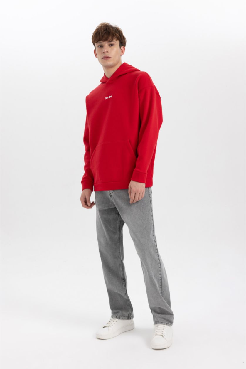 MAN Red Oversize Fit Printed Long Sleeve Sweatshirt
