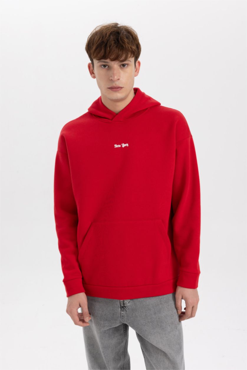 MAN Red Oversize Fit Printed Long Sleeve Sweatshirt