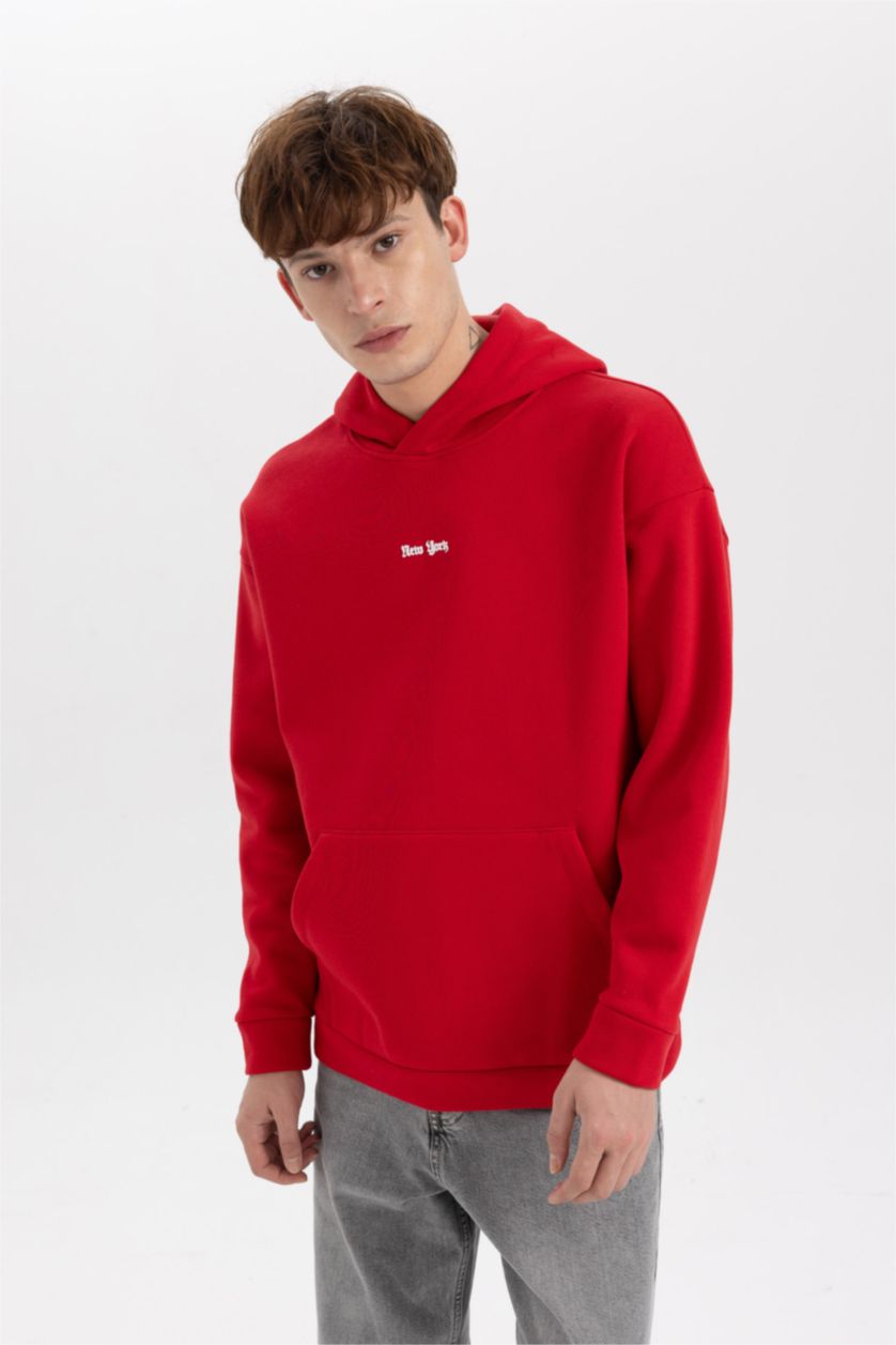 MAN Red Oversize Fit Printed Long Sleeve Sweatshirt