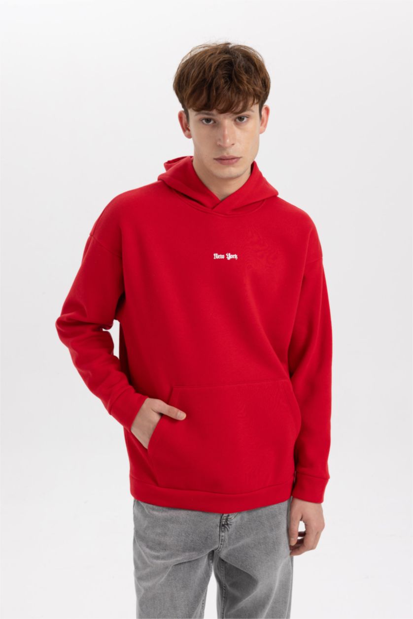 MAN Red Oversize Fit Printed Long Sleeve Sweatshirt