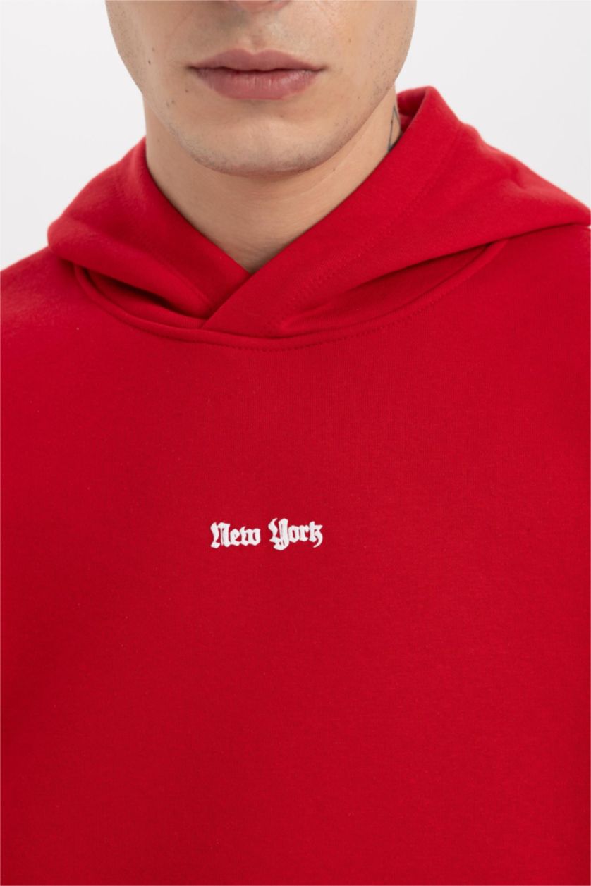 MAN Red Oversize Fit Printed Long Sleeve Sweatshirt