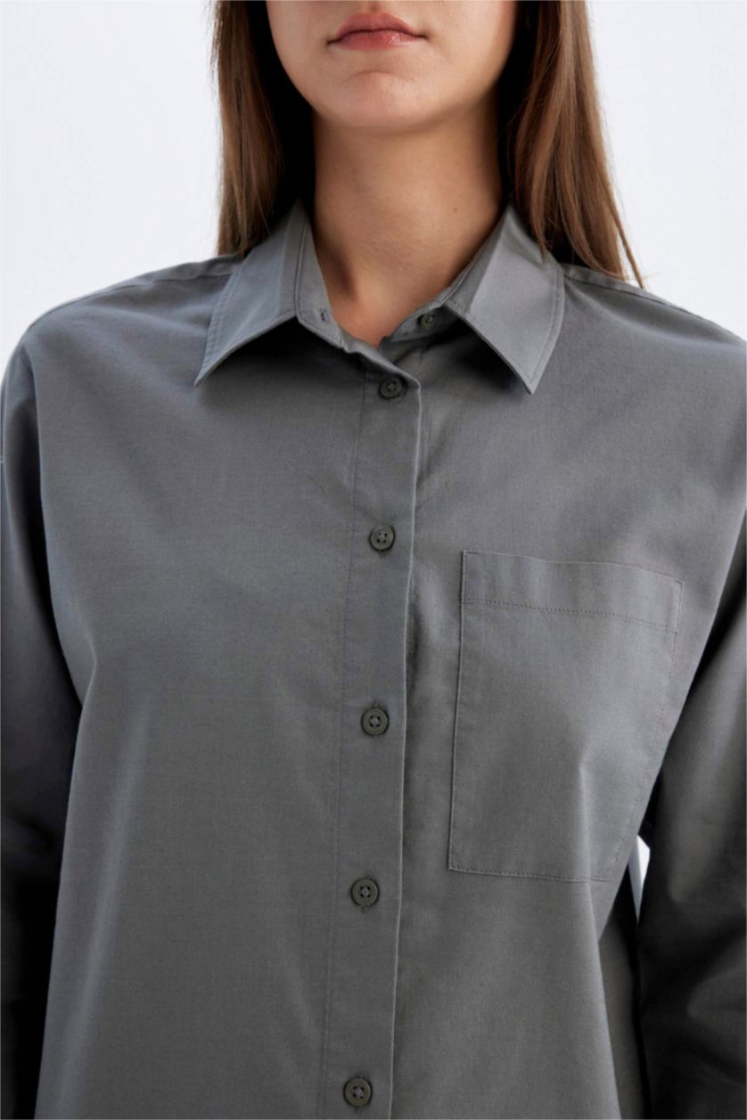 FEMME Gris Tunique Coupe Relax à Manches Longues